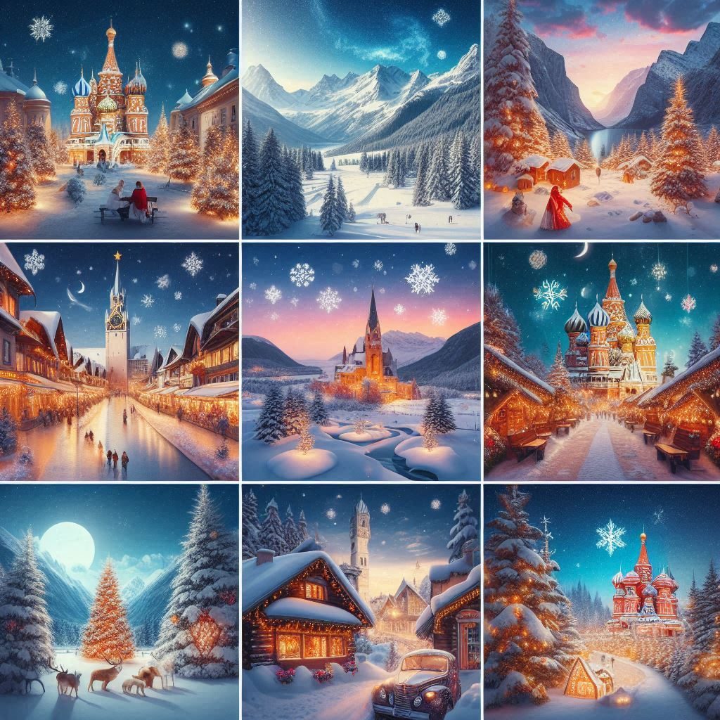 Illustration de villes en période de Noel